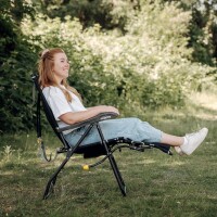 Lounge Campingstuhl mit Liegefunktion und Futeil, klappbar - CAMPWER